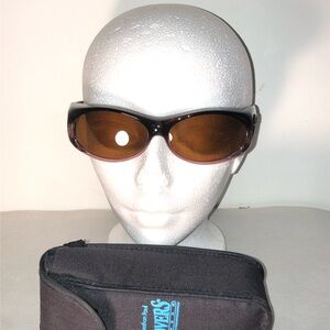 Jonathan Paul Classic Black Frame Sunglasses with Brown Lenses and case